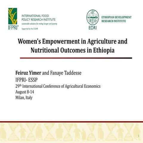 Women’s Empowerment in Agriculture and Nutritional Outcomes in Ethiopia