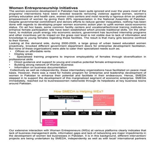 Women entrepreneurship initiatives