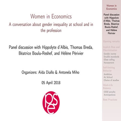 5 April Women in Economics Panel Discussion at PSE