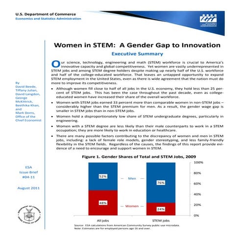 Women in Stem a Gender Gap to Innovation