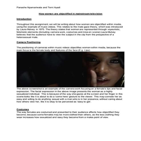 How women are objectified in mainstream television