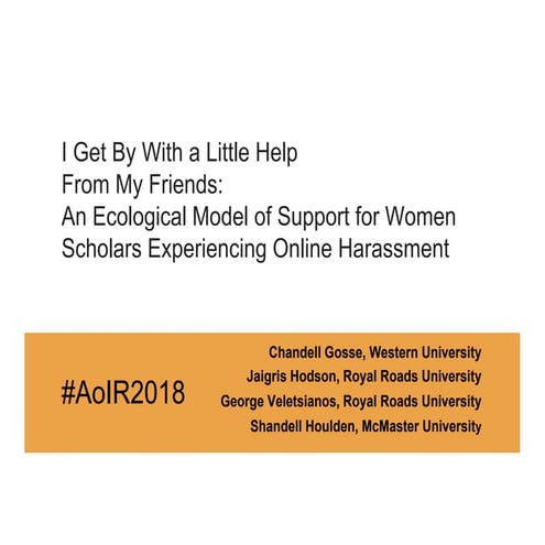 I Get By With a Little Help From My Friends:   An Ecological Model of Support for Women Scholars Experiencing Online Harassment 