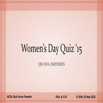 Women’s Day Quiz 2015