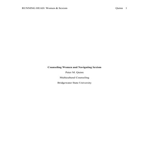 Counseling Women & Navigating Sexism