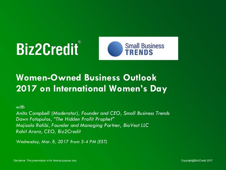 women small business finance webinar 2017 biz2credit review