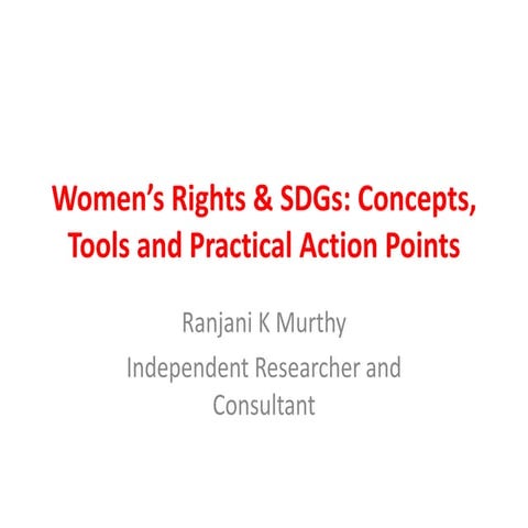 Women’s Rights & SDGs: Concepts, Tools and Practical Action Points