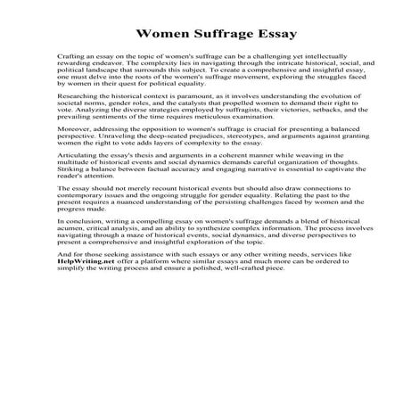 Women Suffrage Essay. Sinte Gleska University