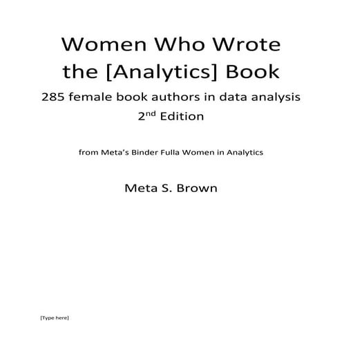 Women who wrote the analytics book 2nd edition