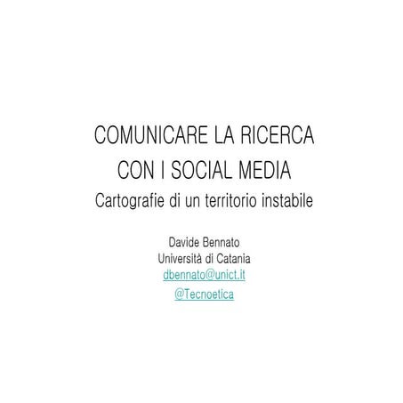 Comunicare la ricerca con i social media