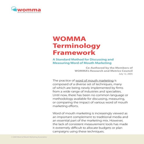 Womma Term Framework | PDF