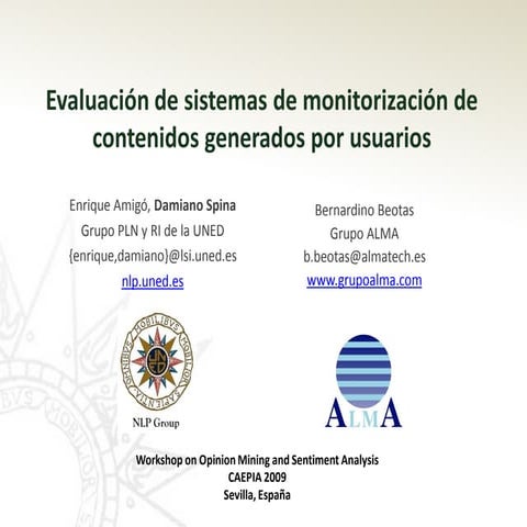 Evaluación de sistemas de monitorización de contenidos generados por usuarios