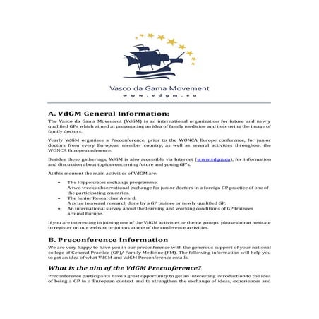 Wonca 2012 Preconference Information   final