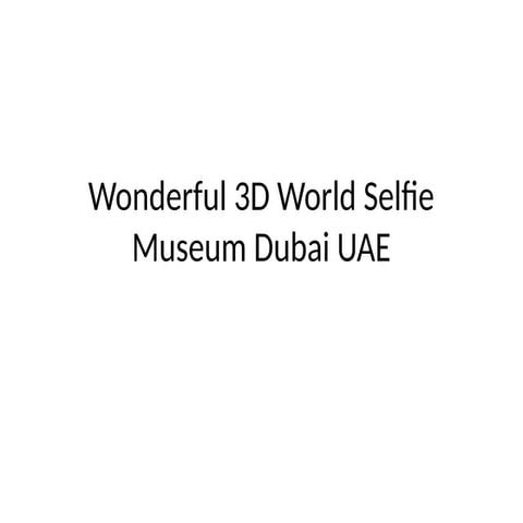 Wonderful 3D World Selfie Museum Dubai UAE.pptx
