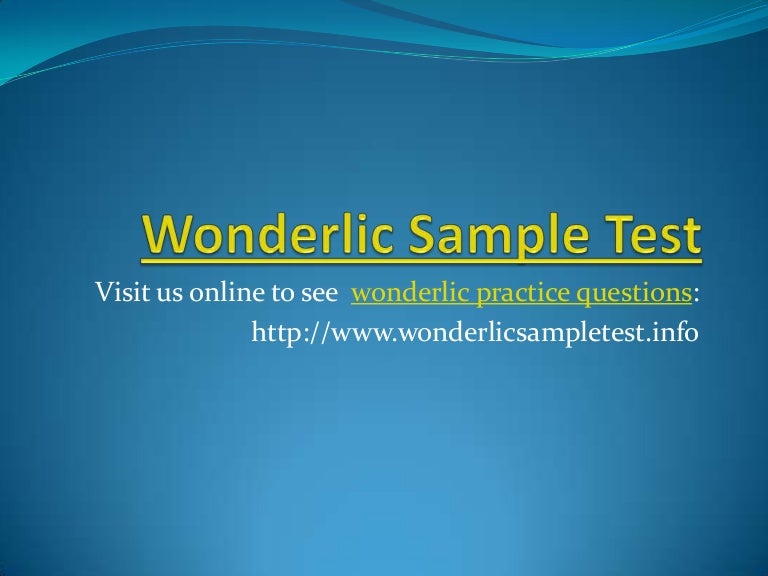 Wonderlic sample test