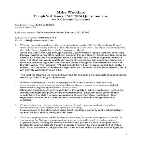 Mark Davis 2014 PA-PAC Questionnaire | PDF