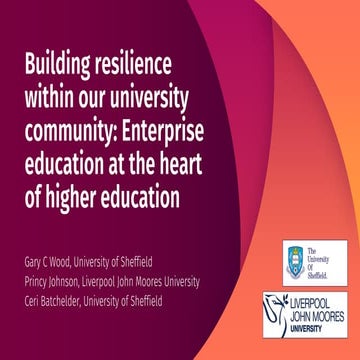 Building resilience within our university community: Enterprise education at ...
