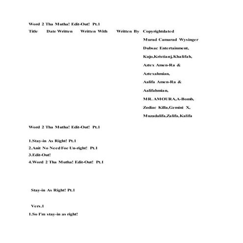 Word 2 tha mutha.edit out