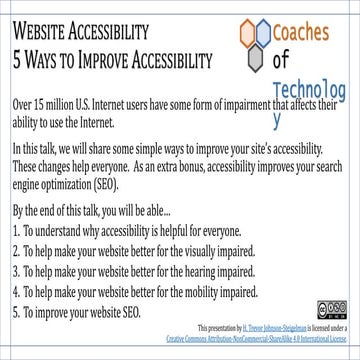 5 Ways to Improve your Website's Accessibility by Trevor Johnson-Steigelman