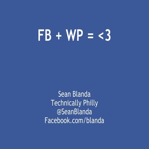 Wordpress + Facebook by Sean Blanda