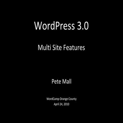 WordPress 3.0 MultiSite Features