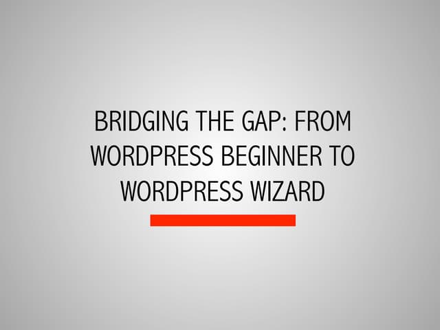 Bridging the Gap: From WordPress beginner to WordPress Wizard