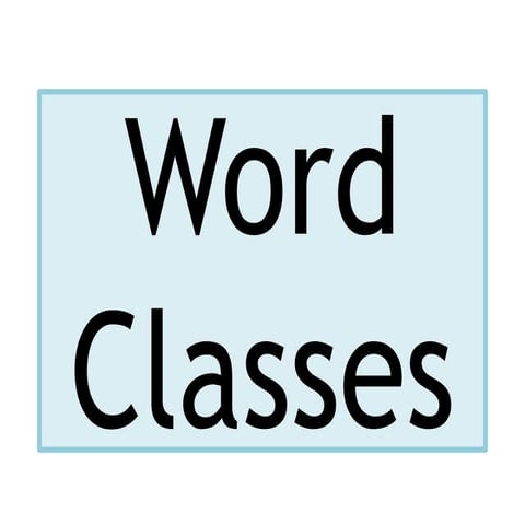 English Language Terminology: Word Classes