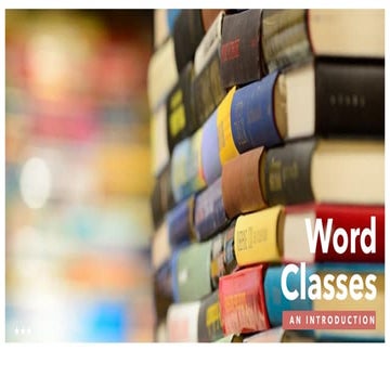 Word Classes - An Introduction