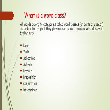 introduction to word classes including examples | PPTX