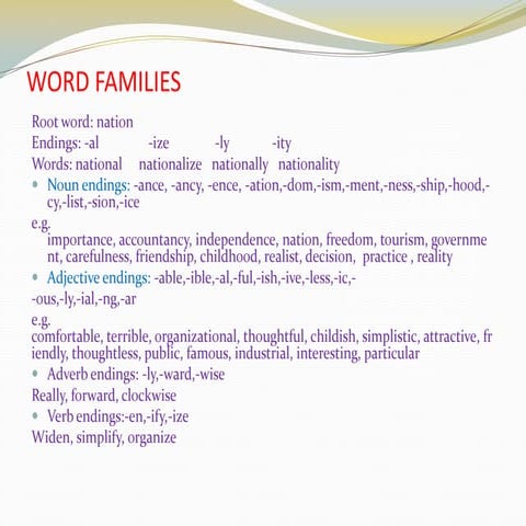 Word families - Mr. B Lam