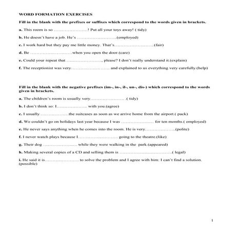 Word formation exercises