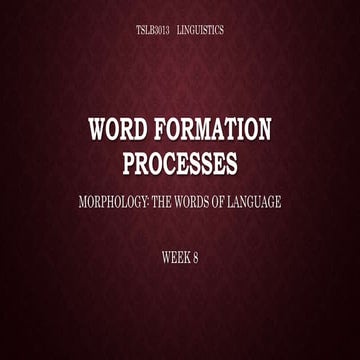TSLB3013 : Linguistics - Word Formation Processes