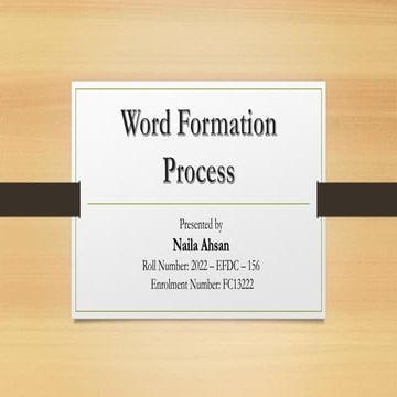 Word Formation Process in Linguistics by Naila Ahsan