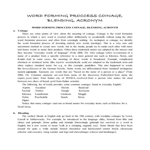 Word forming proccess coinage