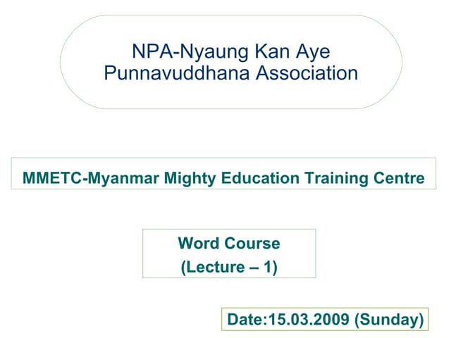 Word Lecture 1