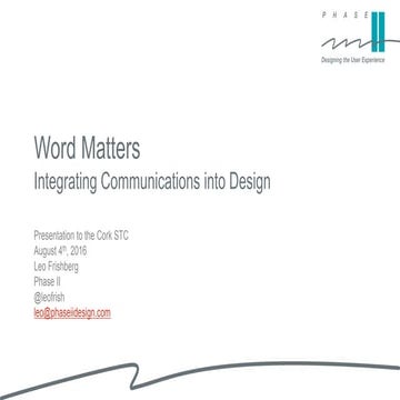 Word Matters - Integrating Communications into Design