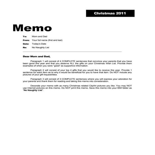 Word Memo Naughty List