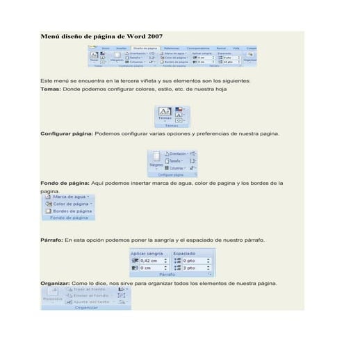 Word menu de diseño