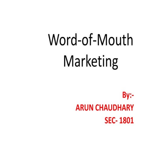 Word Of Mouth Marketing