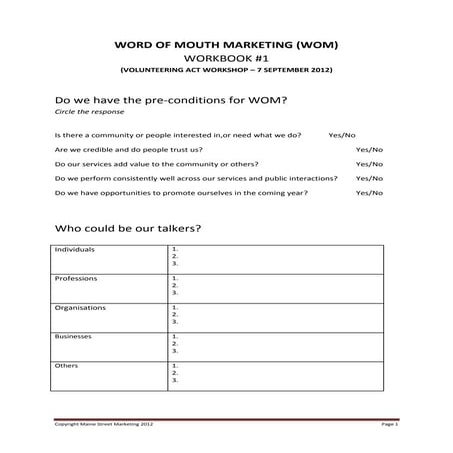 Word of Mouth Marketing Workbook