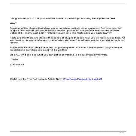 WordPress Productivity Hack #1