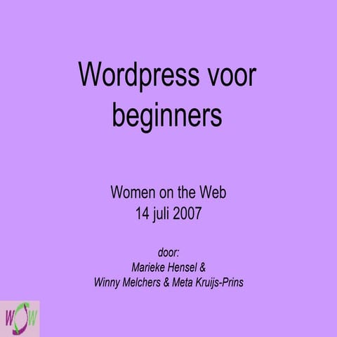 Wordpress voor beginners