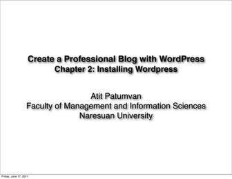 Create a Professional Blog with WordPress: Chapter 2 Installing Wordpress