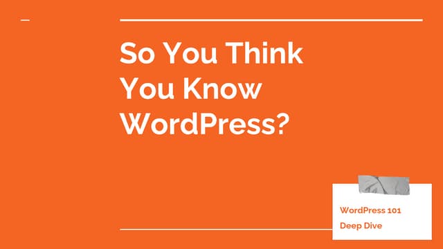 WordPress 101 