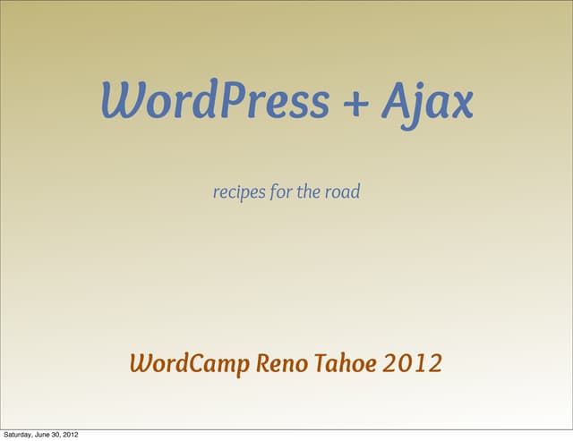 WordPress Ajax Recipes