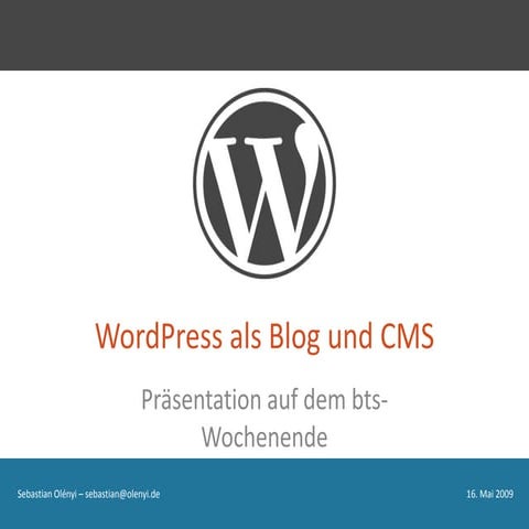 Word Press Als Blog Und Cms O