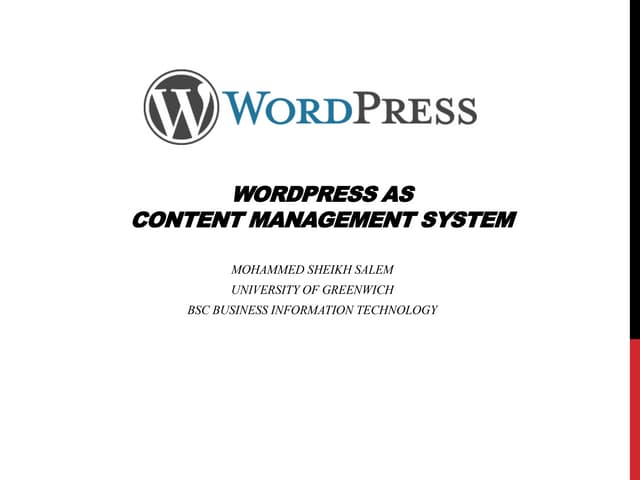 Word press as an example of wcms