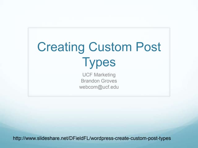 WordPress - Create Custom Post Types