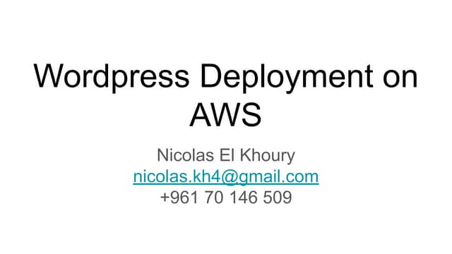 Wordpress deployment on aws