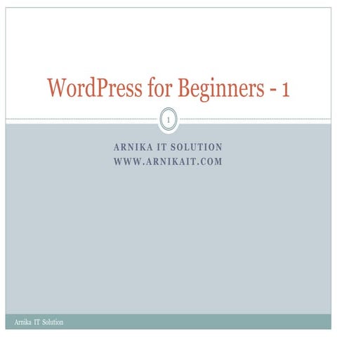 WordPress for beginners 1