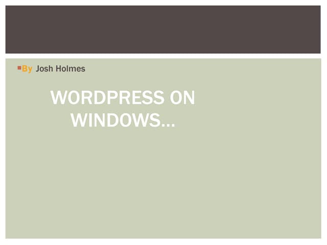 Wordpress On Windows